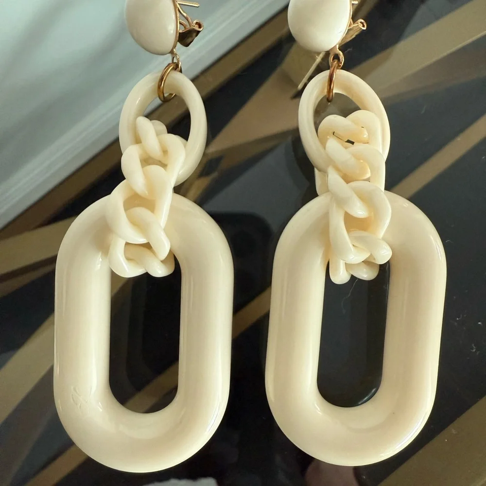 Anthropologie Statement Cream Colored Earrings EUC